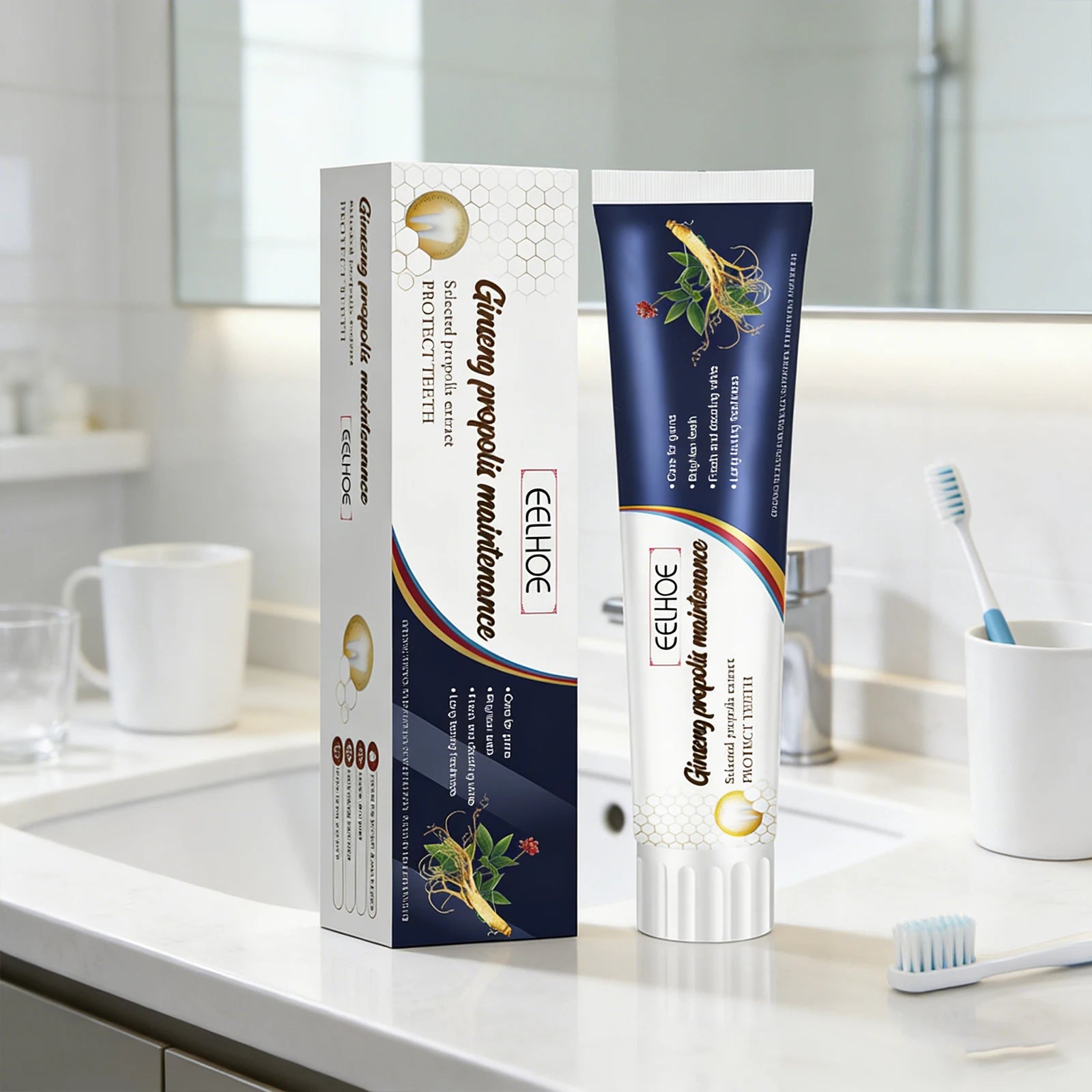 Ginseng Propolis Whitening Toothpaste Effectively Eliminating Bad Breath Remove Plaque Relieve Inflammations Gum Care Toothpaste Peaceful Pleasures Health and Wellness