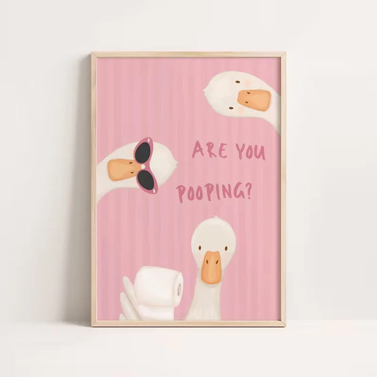 Cartoon Pink Striped Poop Goose Canvas Wall Art | Funny Decor Canvas Wall Art Peaceful Pleasures Health and Wellness G4541 21x30cm Unframed