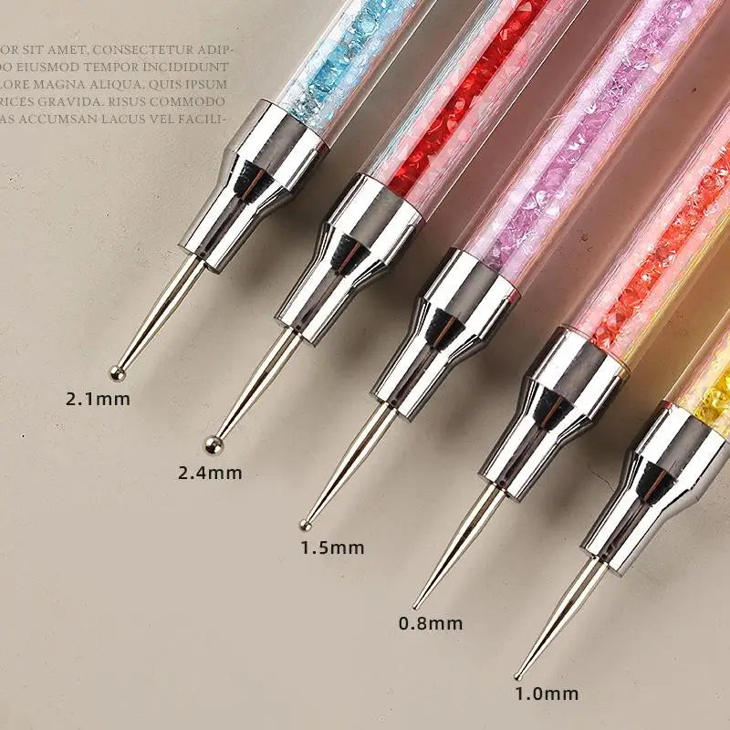 5Pcs Professional Nail Art Silicone Embossing Brush Dual-Head UV Gel Dotting Painting Pen Manicure Clay Sculpting Drawing Tools Peaceful Pleasures Health and Wellness