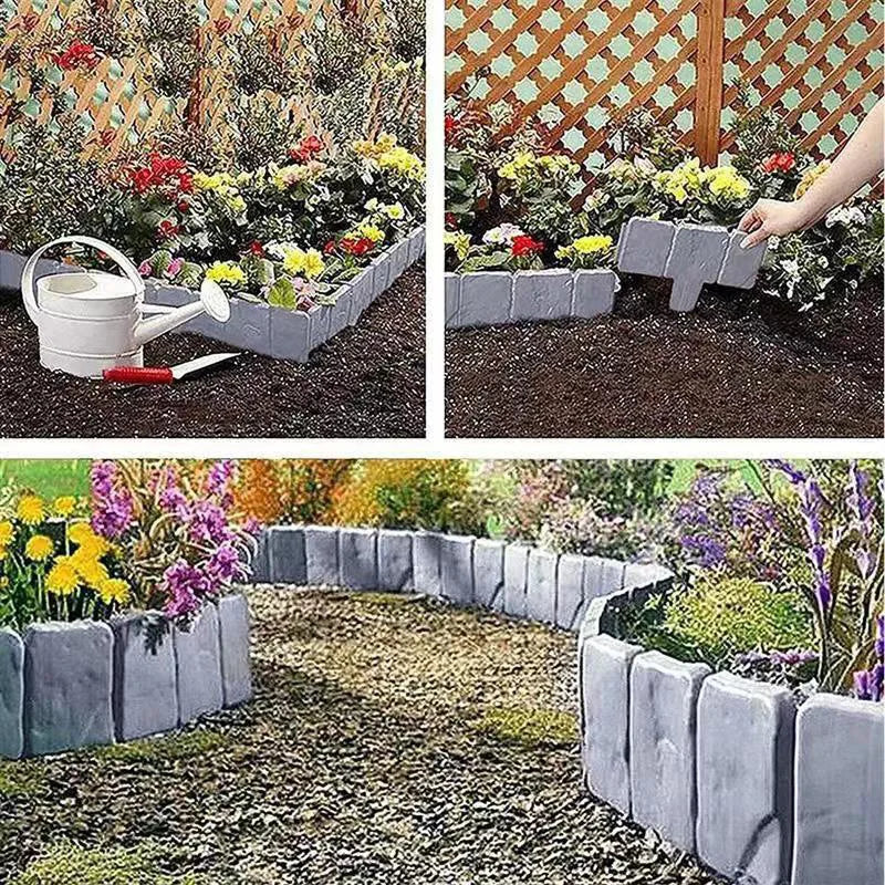 10pcs Garden Fence Imitation Stone Plant Support Stake Outdoor Edging Decorative Border DIY Lawn Yard Landscape Plant Fence Peaceful Pleasures Health and Wellness