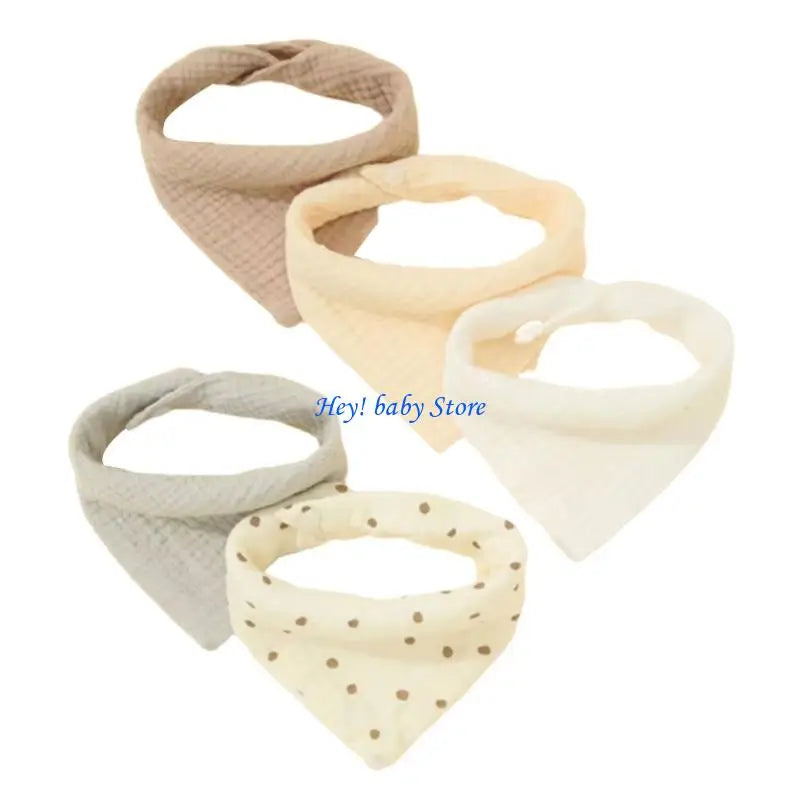 5-Pack Soft Cotton Baby Drool Bibs | Teething Burp Cloths
