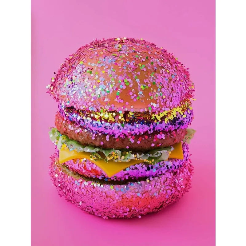Pink Glittercore Dessert Canvas Wall Art | Unframed Kitchen Decor