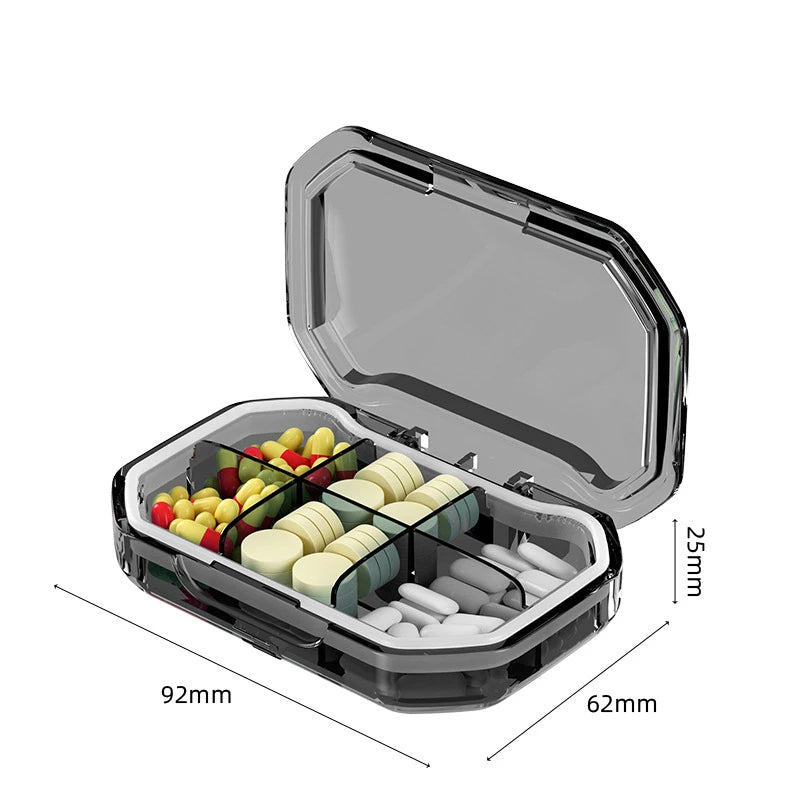 1Pcs Portable Travel Pill Organizer 4/6 Grids Moisture Proof Pill Case Medicine Container Daily Medicine Vitamin Supplement Box Peaceful Pleasures Health and Wellness 6 grids Gray