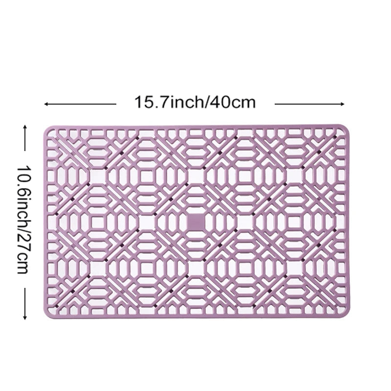 Silicone Drain Mat Heat Insulated Pad Kitchen Sink Protector Hollow Sink Mat Countertop Mats Kitchen Protection Countertop Mats Peaceful Pleasures Health and Wellness A Purple L40W27cm silicone