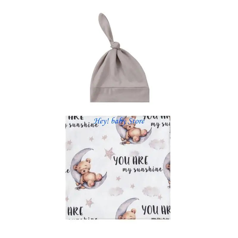 Bamboo Newborn Swaddle Blanket & Turban Hat Set | 25 Colors