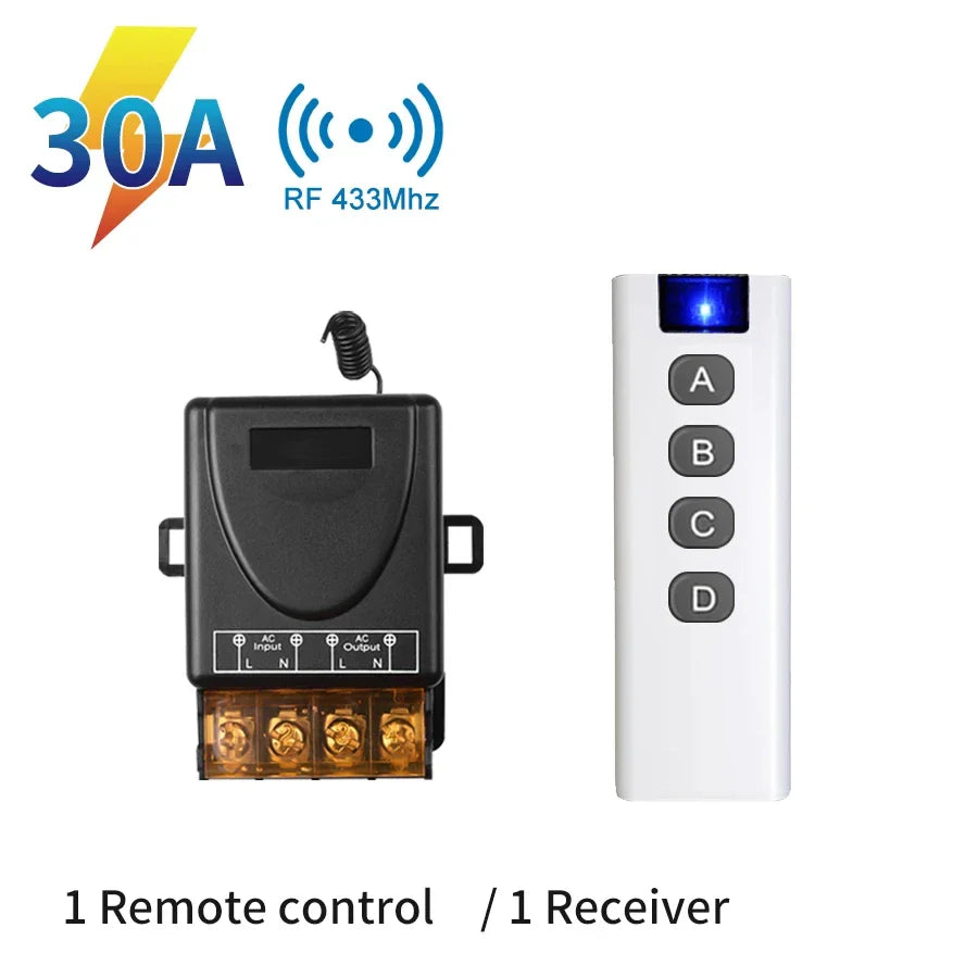 30A RF Wireless Remote Switch 433MHz – Pump & LED Control
