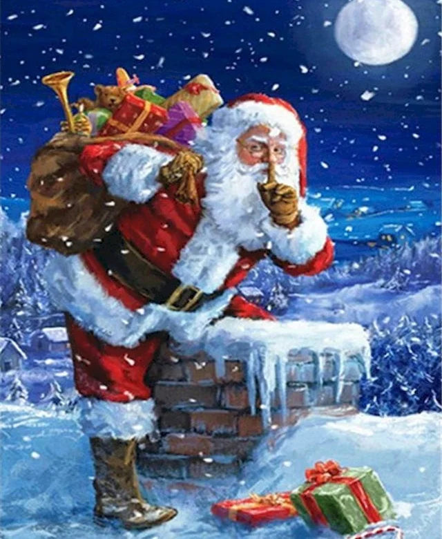 Santa Claus Diamond Painting Kit with Frame | Christmas Art