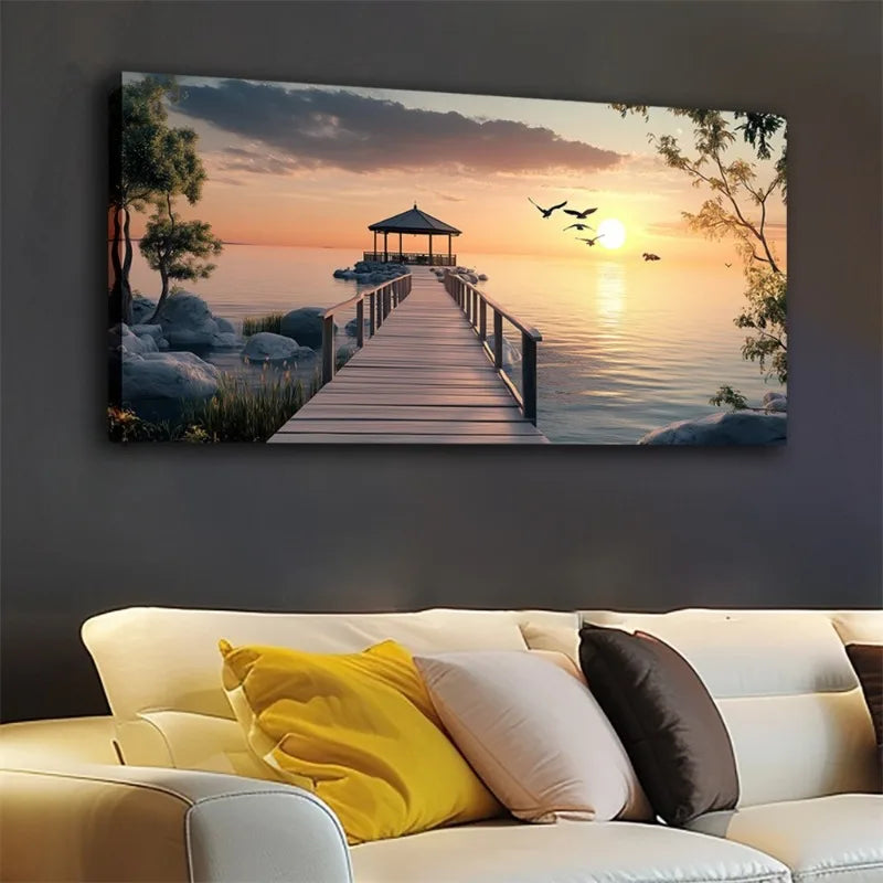Abstract Sea & Birds Canvas Wall Art | Modern Minimalist Decor Canvas Wall Art Peaceful Pleasures Health and Wellness