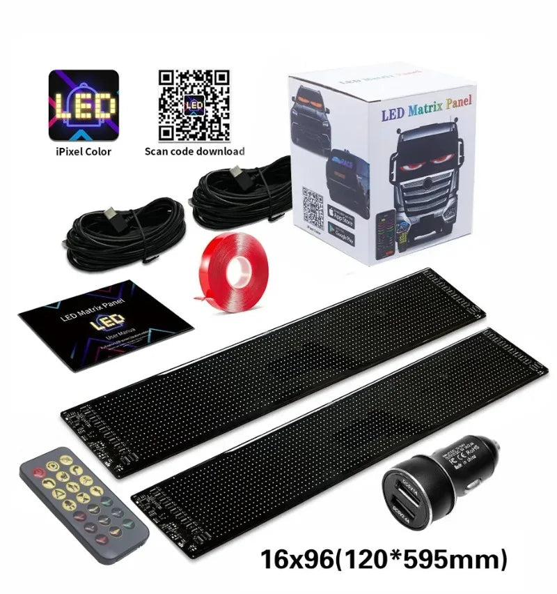 RGB LED Matrix Pixel Panel | Bluetooth Scrolling Text Car Sign