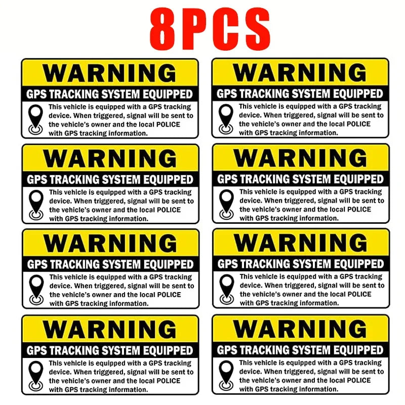 8-Pack GPS Tracking Anti-Theft Warning Stickers for Cars