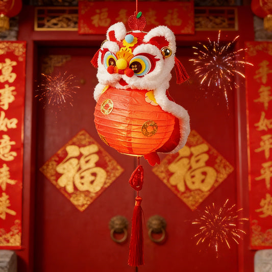 Year of The Horse Lion Dance Lantern DIY Kit Spring Lantern Festival Kids Handheld Glowing Handmade Flower Lamp Craft Supplies Peaceful Pleasures Health and Wellness