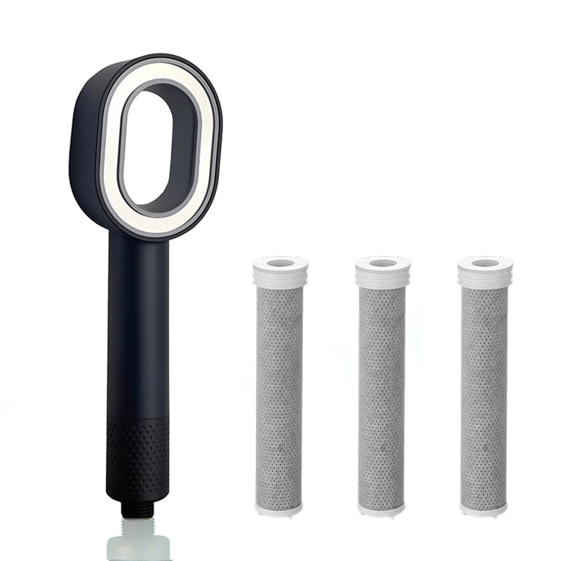 Filter Shower Head High Pressure Beauty Rain Faucet Showerhead Filtration Purification Bathroom Accessories Filtered Water Peaceful Pleasures Health and Wellness Black Set A