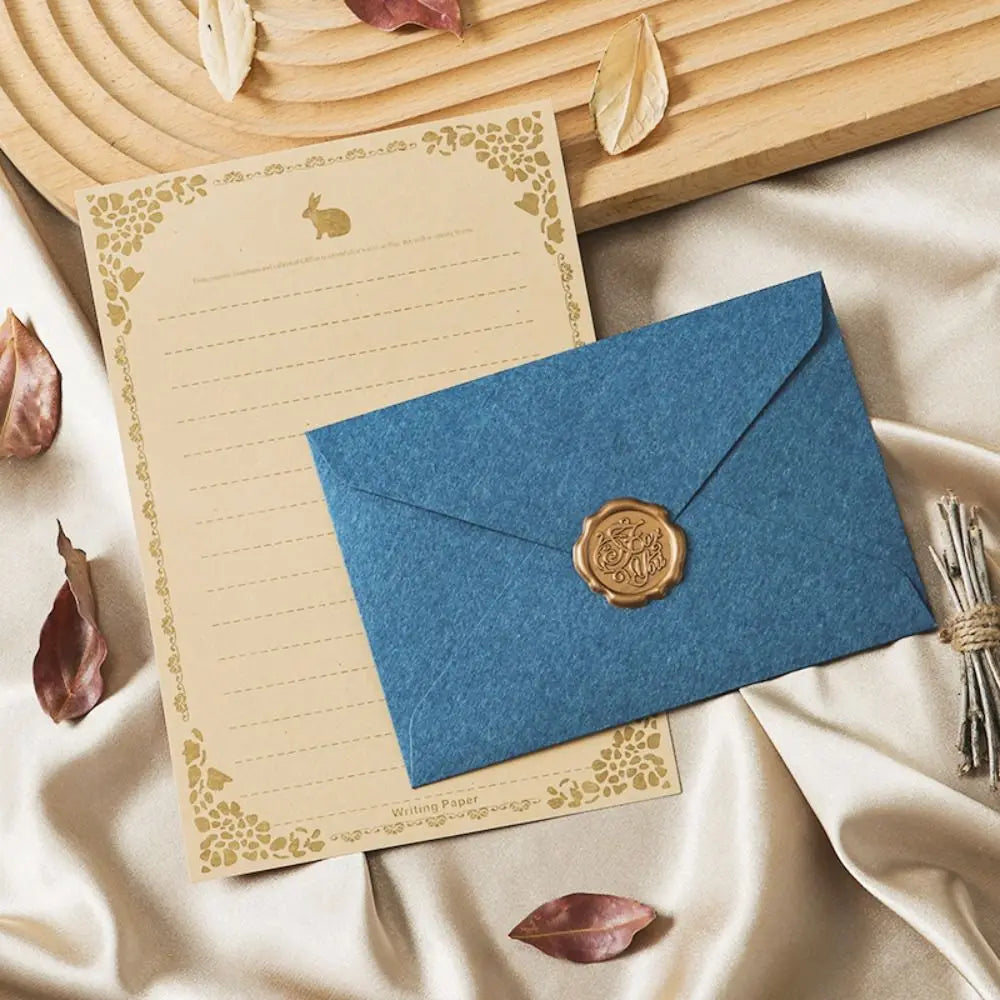 10pcs Vintage Envelopes Set Sheepskin Envelope Bronzed Seal Blessing Thank Envelope Invitation Card Nostalgia Art Peaceful Pleasures Health and Wellness Style 7