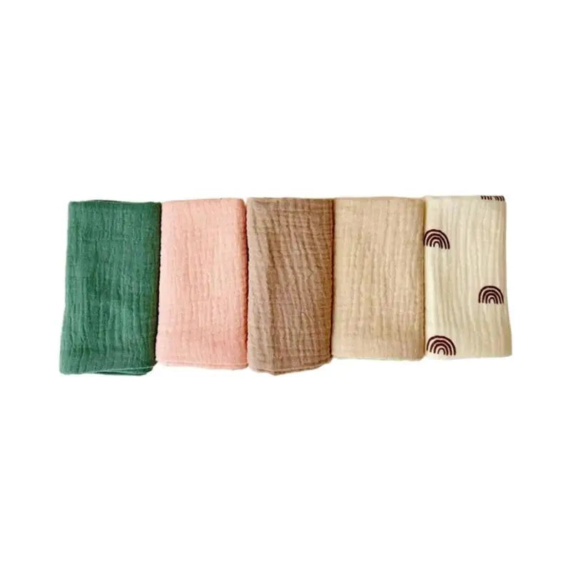 5-Pack Baby Burp Cloths | 4-Layer Soft Cotton Face Towels