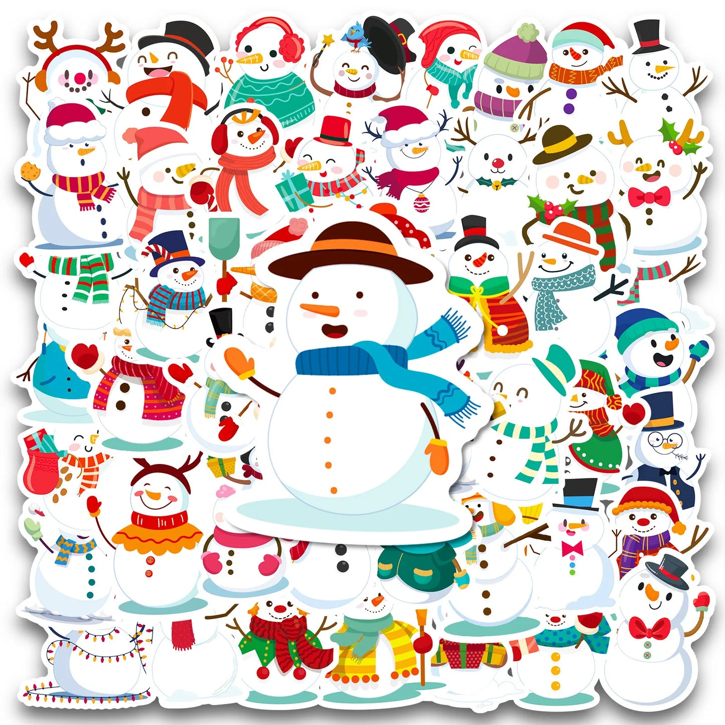 Snowman Stickers Merry Christmas Winter Theme Waterproof Vinyl Decals