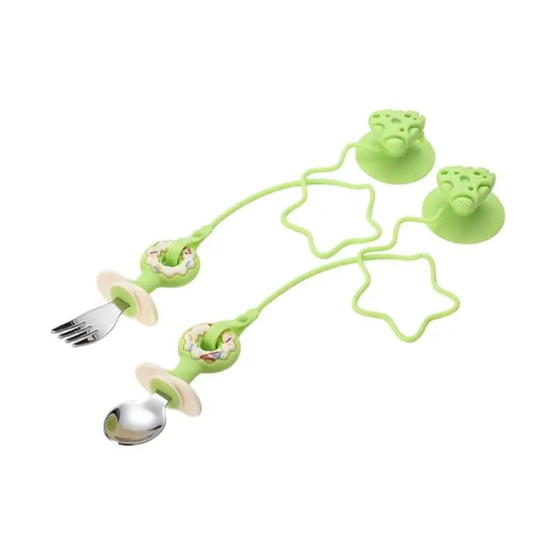Infant Training Spoon & Fork Set | BPA-Free Silicone Suction