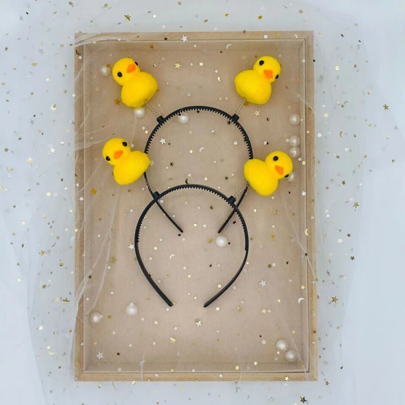 2pcs Yellow Duck Hair Clips - Cute Plastic Duckling Headbands with Black Elastic Bands, Peaceful Pleasures Health and Wellness