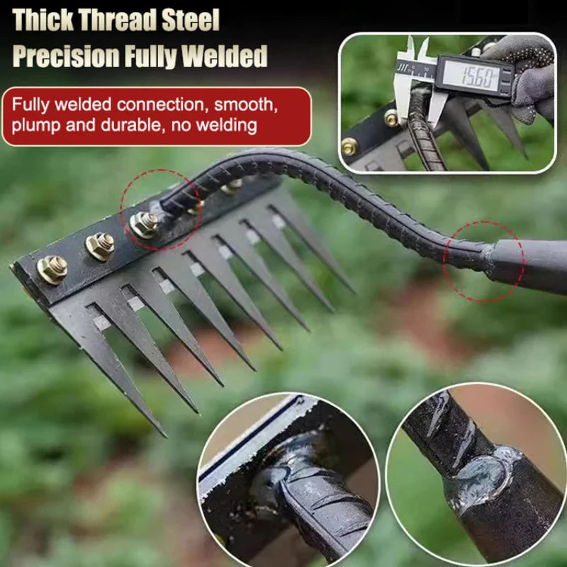 5–8 Teeth Carbon Steel Garden Rake – Detachable Multifunctional