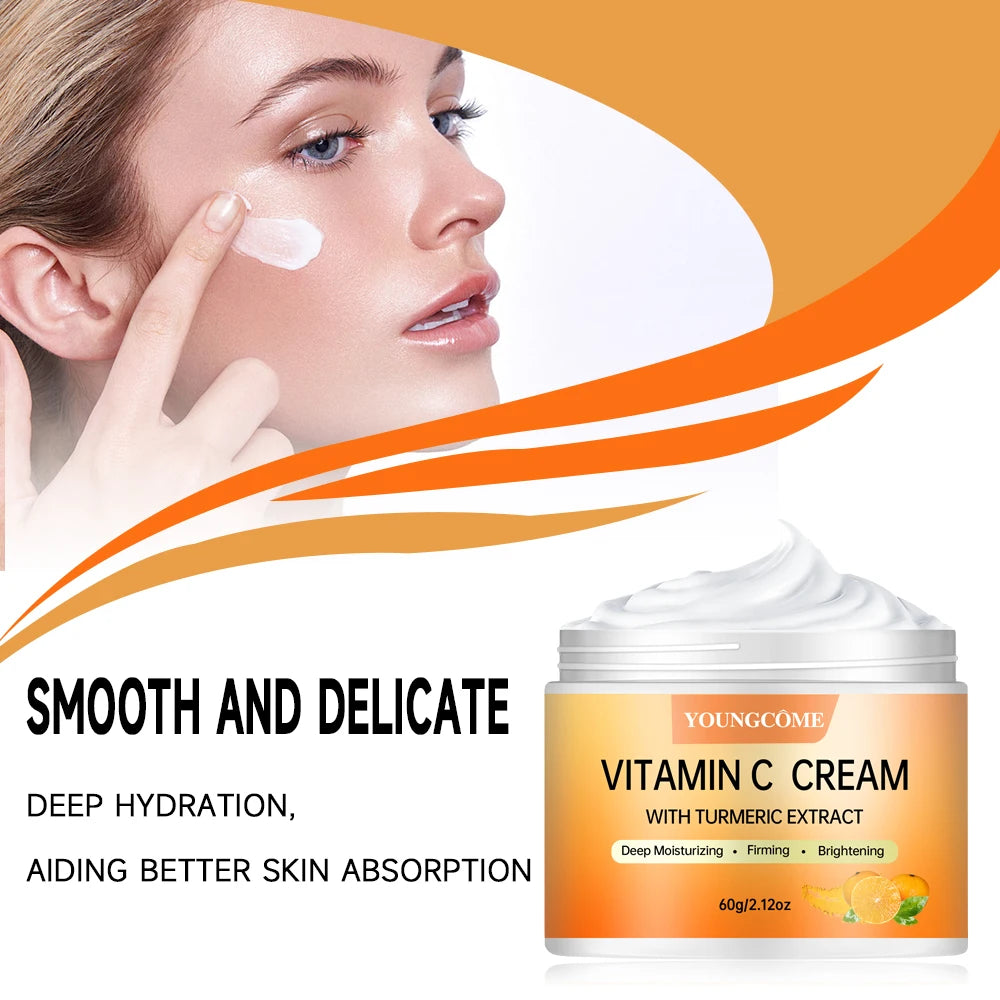 Turmeric + Vitamin C Brightening Face Cream – Anti-Aging Collagen Booster with Hyaluronic Acid Moisturizing Wrinkle Reduction Peaceful Pleasures Health and Wellness