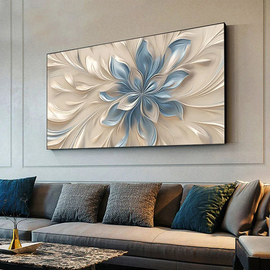 Blue White Floral Canvas Poster | Nordic Minimalist Wall Art Floral Canvas Poster Peaceful Pleasures Health and Wellness ZLH4431 90x180cm No Frame
