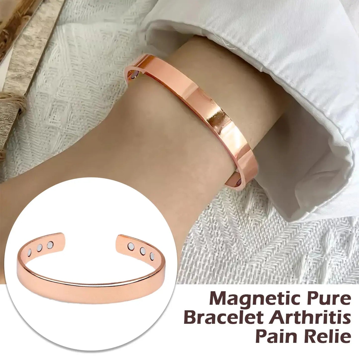 Adjustable Copper Magnetic Bangle | Rose Gold Fashion Bracelet