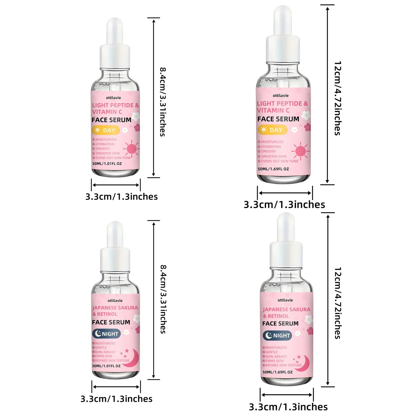 Sakura Retinol & Vitamin C Face Serum Set | 24H Hydration 2pc