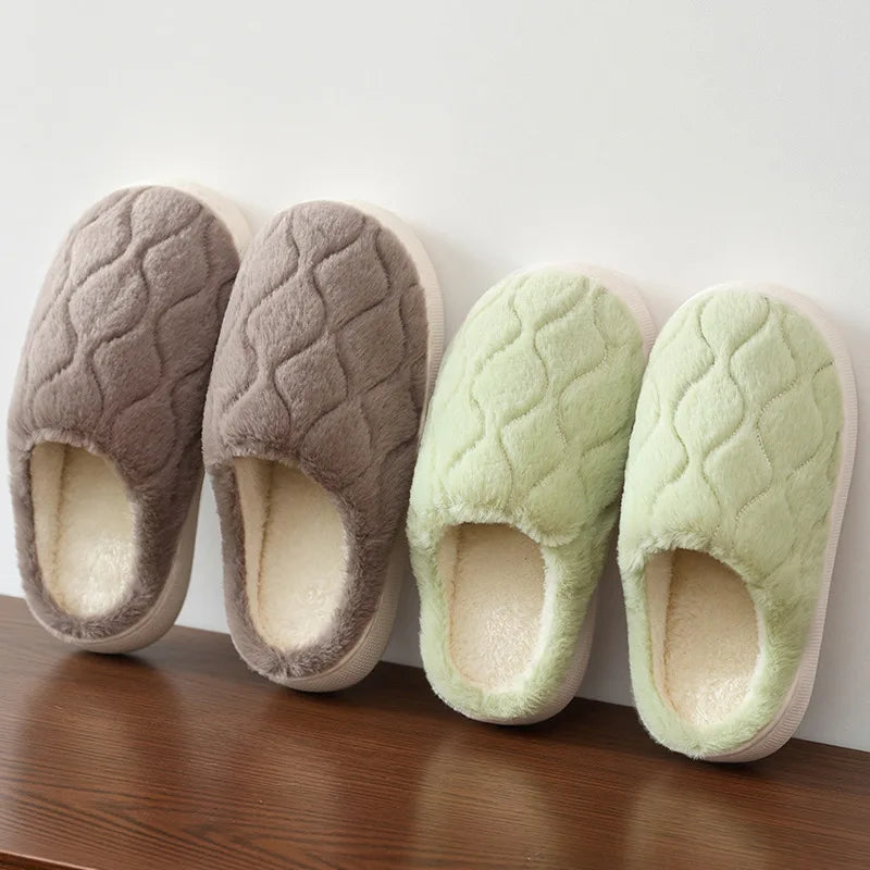 Women's Fluffy Plush Slippers – Warm Thick Sole Indoor House Shoes