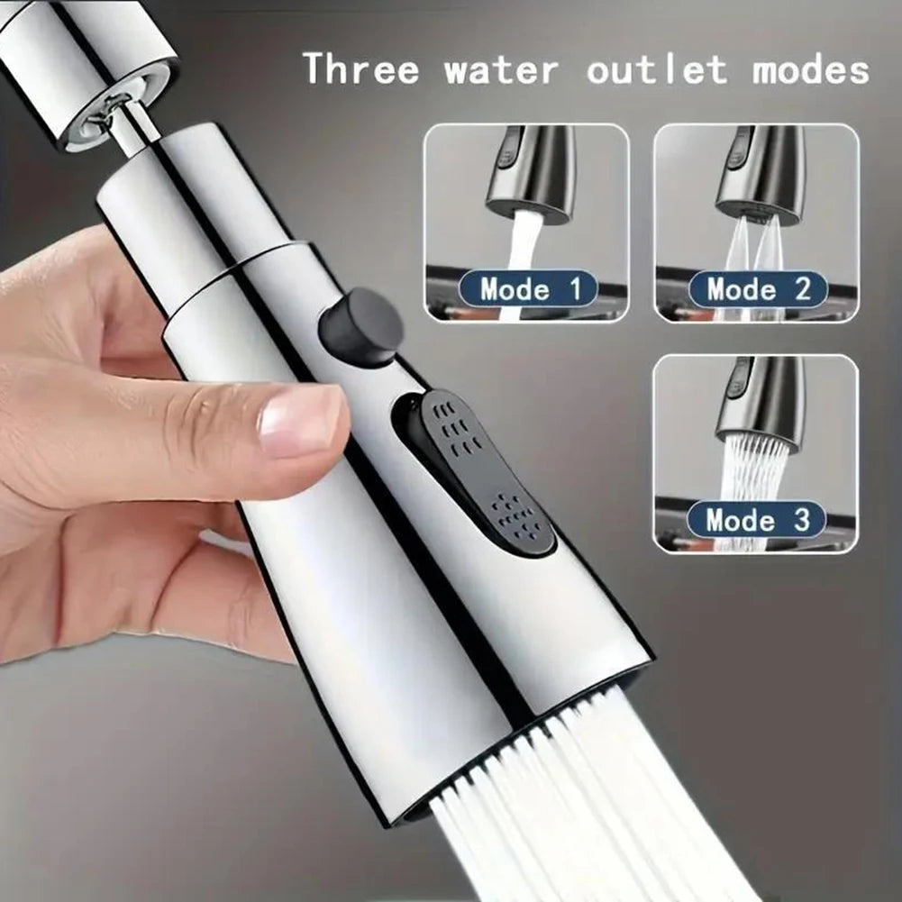 Kitchen Tap Spray Head 360° High-Pressure Extendable Swivels Tap Extender For Kitchen Sink Splash-Proof 3 Mode Kitchen Supply Peaceful Pleasures Health and Wellness