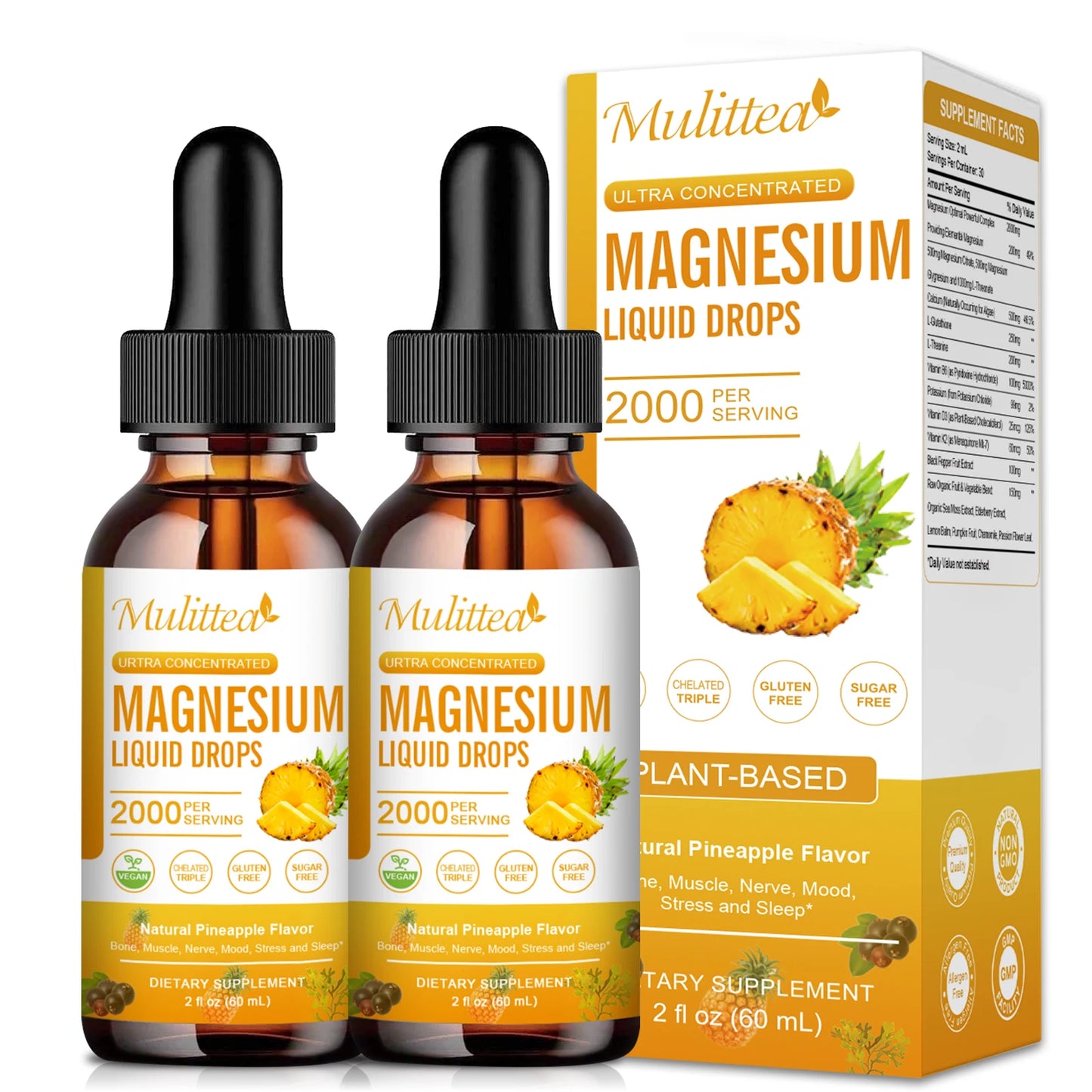 Magnesium Glycinate Drops – Pineapple Flavor | Sleep, Calm & Muscle Relaxation Peaceful Pleasures Health and Wellness