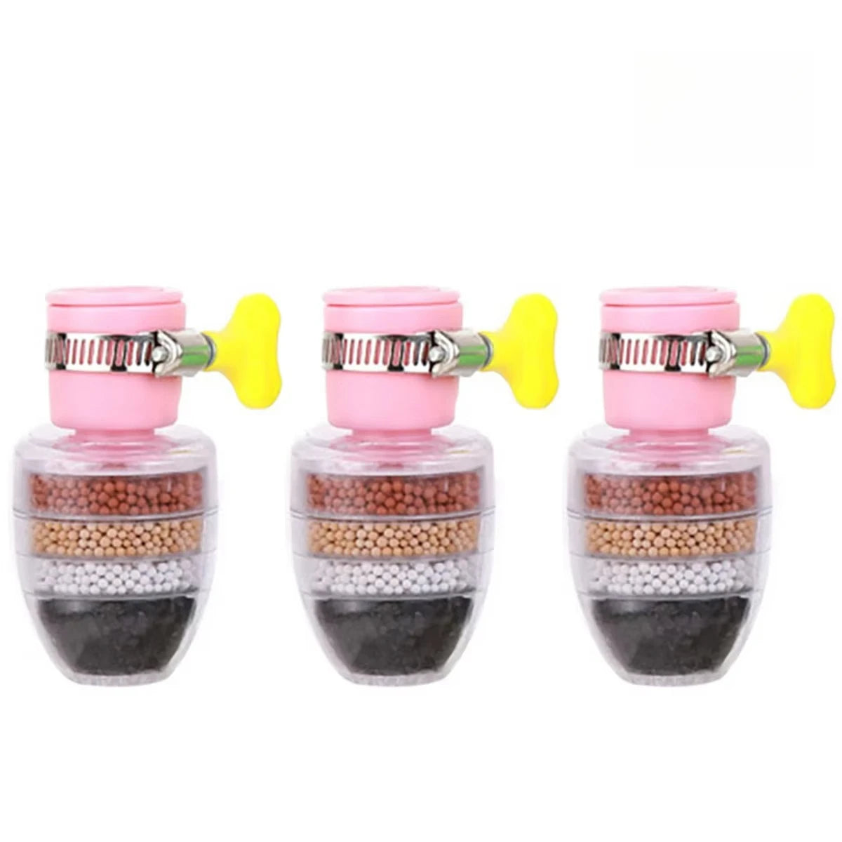 6 Layers Faucet Water Filter Tap Purifier 360° Rotatable Coconut Charcoal Nozzle for Faucet Kitchen Household Water Filter Peaceful Pleasures Health and Wellness 3pcs pink