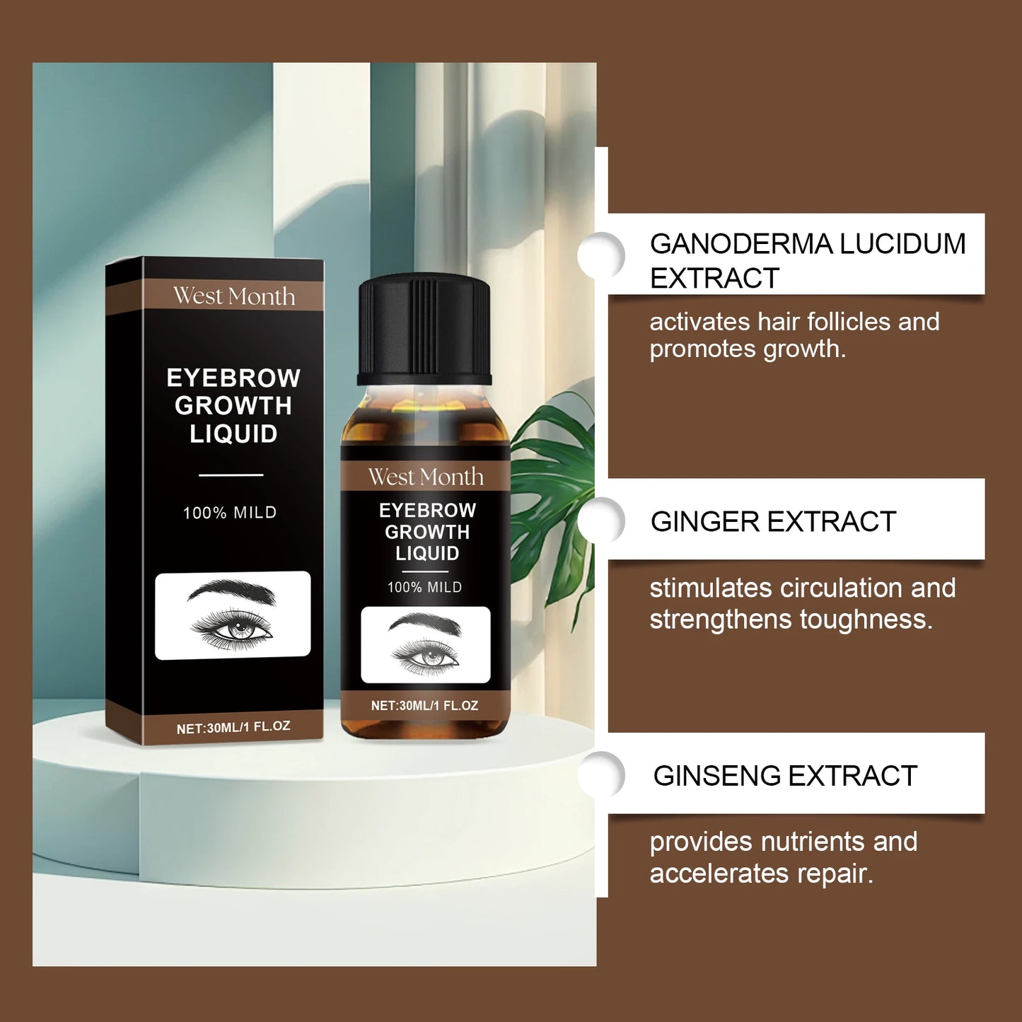 WEST MONTH Eyelash & Eyebrow Growth Serum | Thicker Lashes