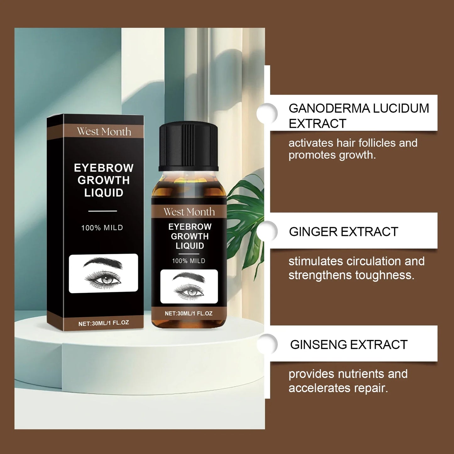 WEST MONTH Eyelash & Eyebrow Growth Serum | Thicker Lashes Lash Growth Serum Oasis Select