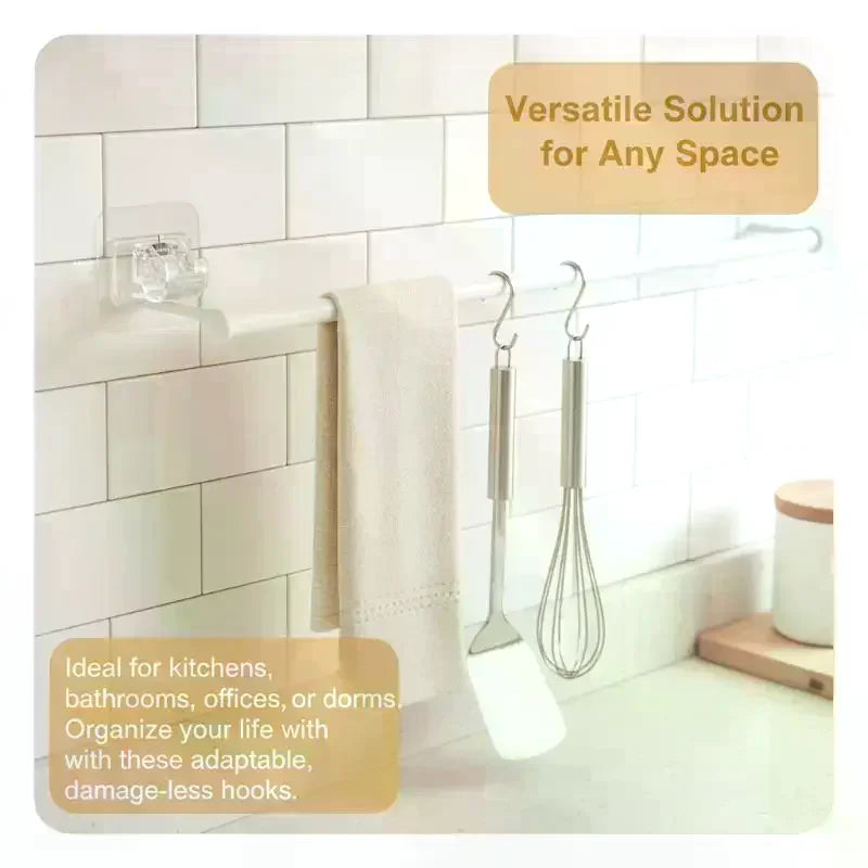 No-Drill Curtain Rod Hooks 10-Pack | Adhesive C-Type Brackets