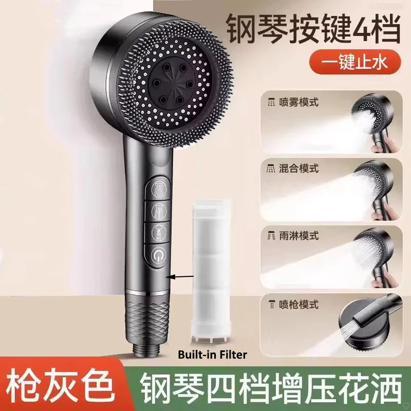 4-Mode Handheld Filter Shower Head – High Pressure & Water Saving