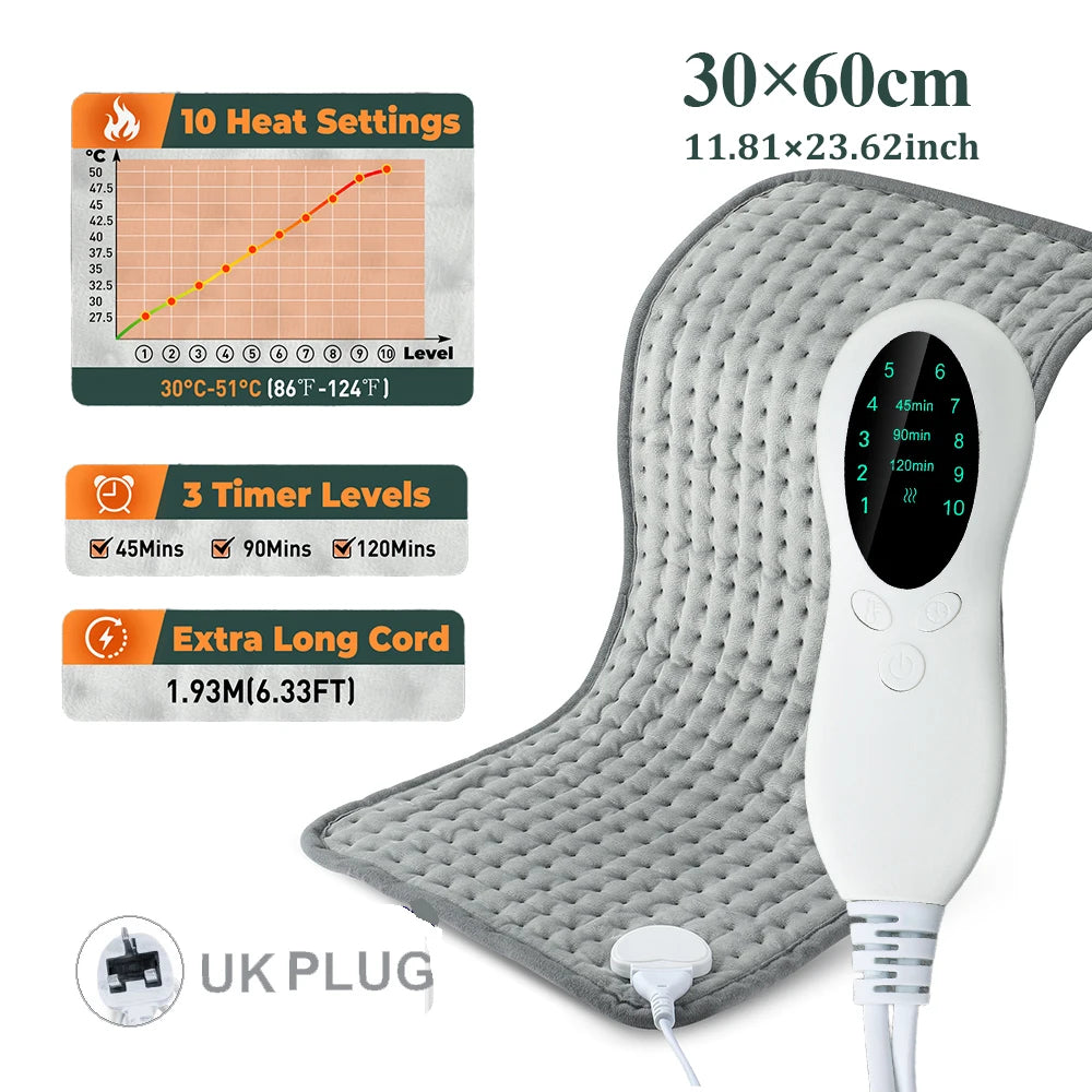 Home Electric Heating Pad Back Shoulder Office Winter Warming Blanket 10 Heat Thermal Mat Abdomen Period Menstrual Belt Peaceful Pleasures Health and Wellness 30x60cm UK PLUG