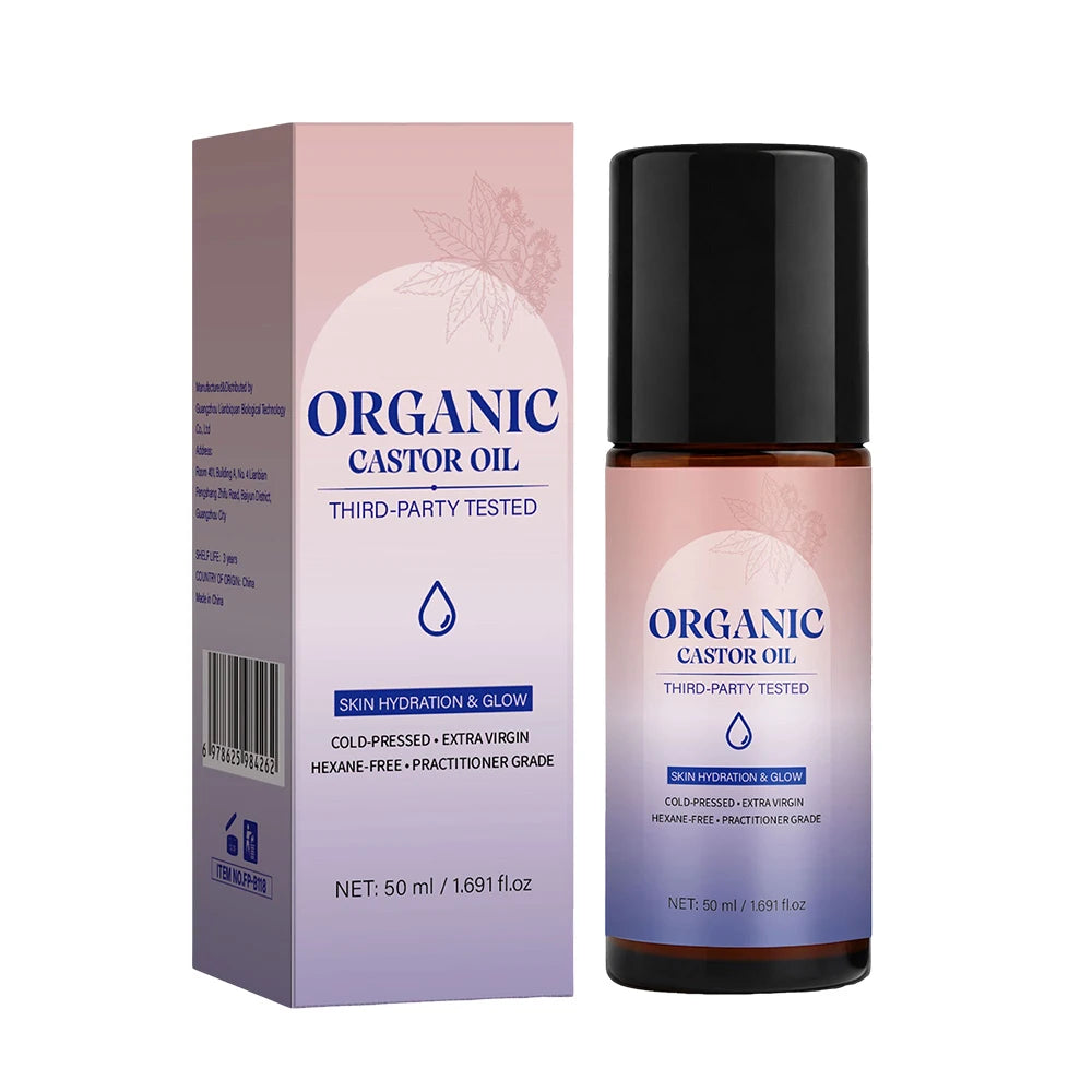 Organic Castor Oil Roll-On,for Skin, Brows & Lashes,Skincare Oil for Skin Hydration & Glow,Moisturizer for Radiant Skin,50ml Peaceful Pleasures Health and Wellness 1PC