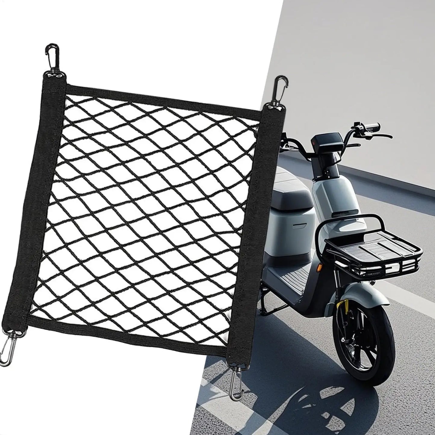 Elastic Motorcycle Cargo Net with Hooks – Helmet & Luggage