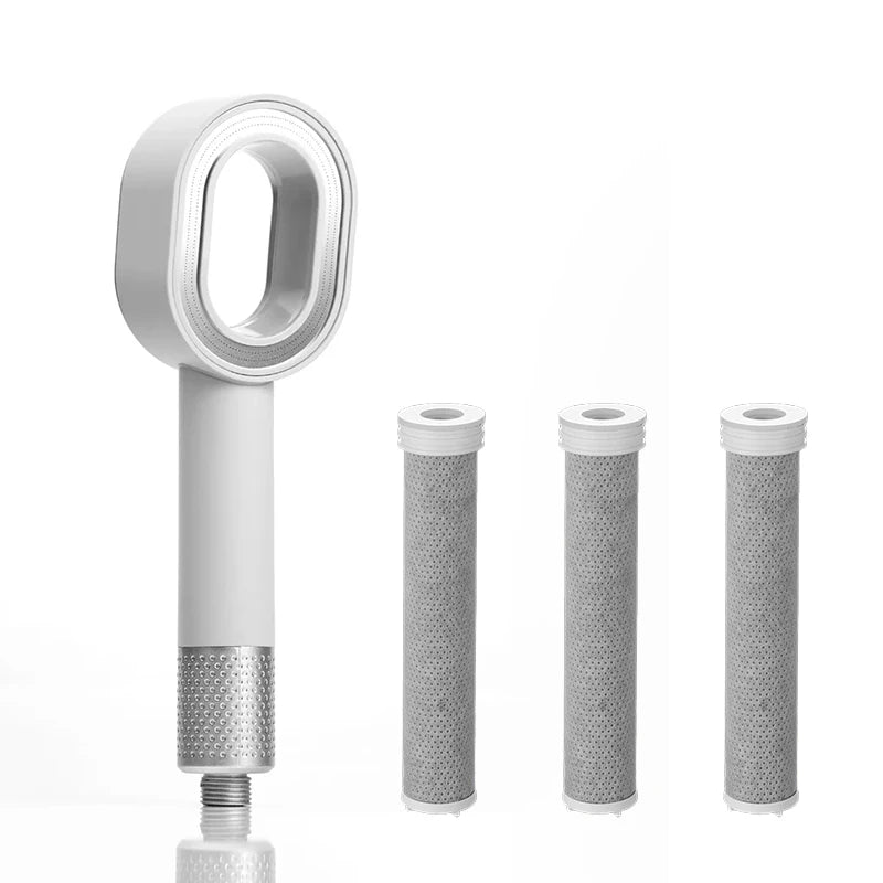 Filter Shower Head High Pressure Beauty Rain Faucet Showerhead Filtration Purification Bathroom Accessories Filtered Water Peaceful Pleasures Health and Wellness White Set A