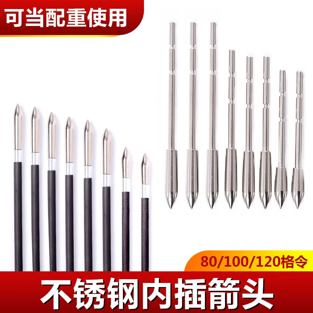 ID 3 2 Arrowheads 80 100 120 Grain Stainless Steel Arrow Point Tip