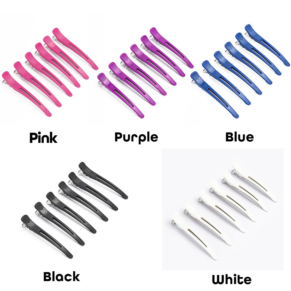 6pcs Professional Hair Clips Women Styling Sectioning Non-Slip Dividing Duckbill Hair Clips With Silicone Band No Crease Hair Peaceful Pleasures Health and Wellness