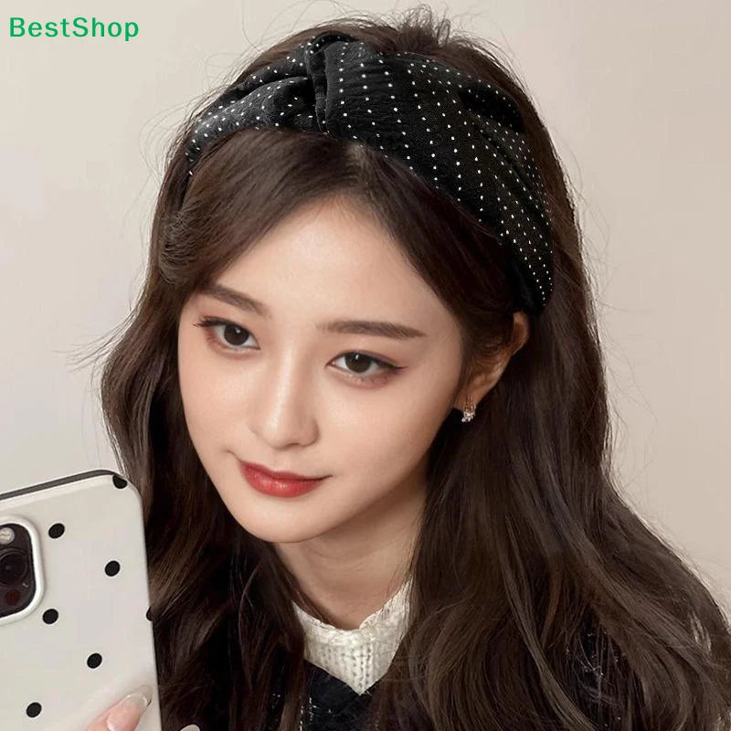 Wide Polka Dot Knot Headband for Women – Casual Hair Hoop