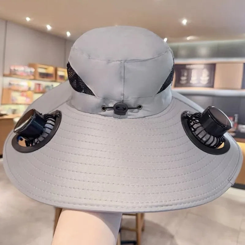 Solar Fan Bucket Hat – Quick Dry UV Sun Hat | Hiking & Camping