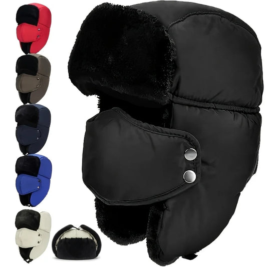 1 Set Men's Winter Pilot Hat with Windproof Mask, Warm Thick Plush Bomber Hat Unisex Peaceful Pleasures Health and Wellness