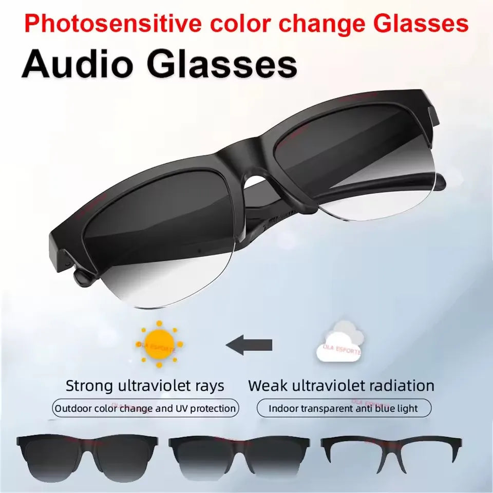 2026 Photosensitive Color Change Smart Glasses Bluetooth Voice Calls Control Music UV Polarized Sunglasses Headphone Glasses Man Peaceful Pleasures Health and Wellness 1Pc Glasses