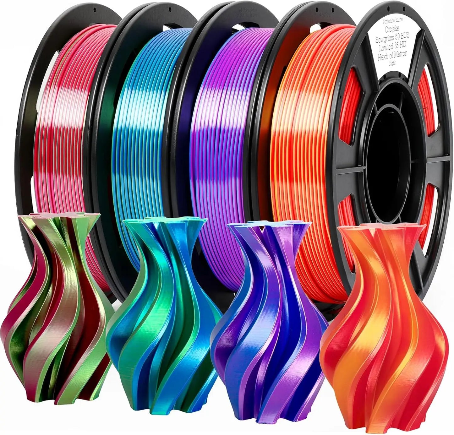 Dual Color Silk PLA Filament 1.75mm – 4×250g Spools FDM