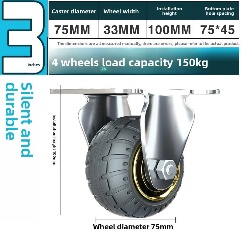 3/4/5 Inch Silent Swivel Rubber Caster Wheel – Heavy Duty