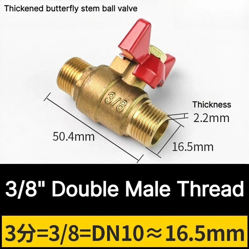 Brass Butterfly Handle Ball Valve 1/4"–3/4" Female Thread Shut-Off