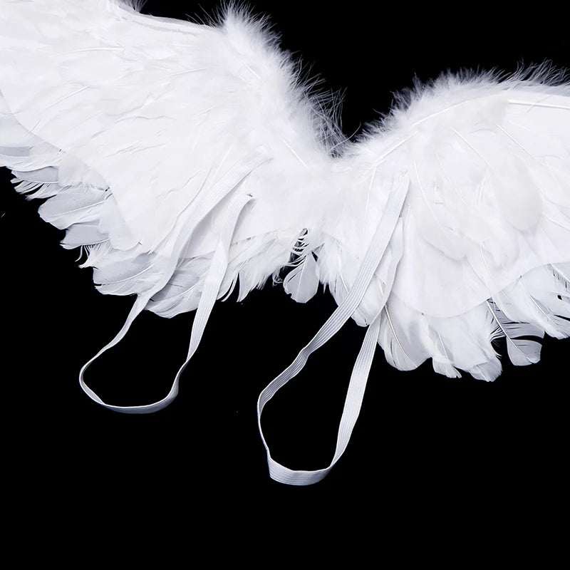 Kids Adult Party Swallow White Angel Feather Wings Halo Magic Wands Cosplay Elastic Straps Wedding Halloween Birthday Props Peaceful Pleasures Health and Wellness