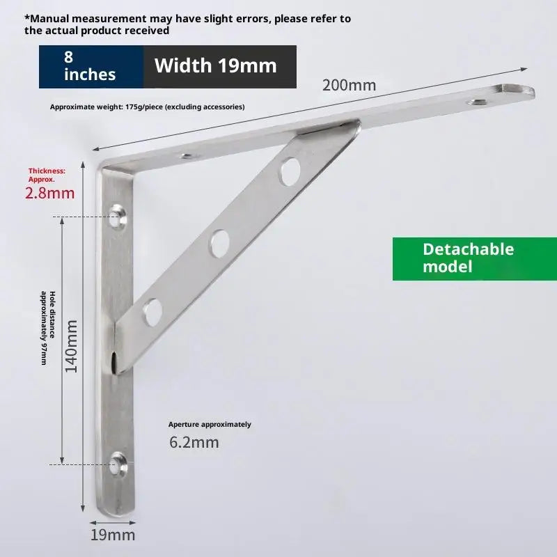 2Pcs Angle Bracket Heavy Duty For Wall Angle Bracket Stainless Steel L Type Bracket Peaceful Pleasures Health and Wellness 1pc 2xDetachable 8in