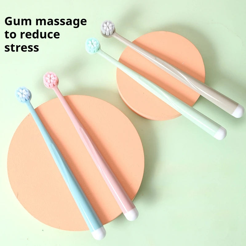 4Pcs Random Color Round Bubble Head Creative Personality Toothbrush Household Couple Family Pack High-Value Cleaning Gum Protection Tooth Care High-End Toothbrush Best Gift for Thanksgiving New Year Birthday Gift Peaceful Pleasures Health and Wellness
